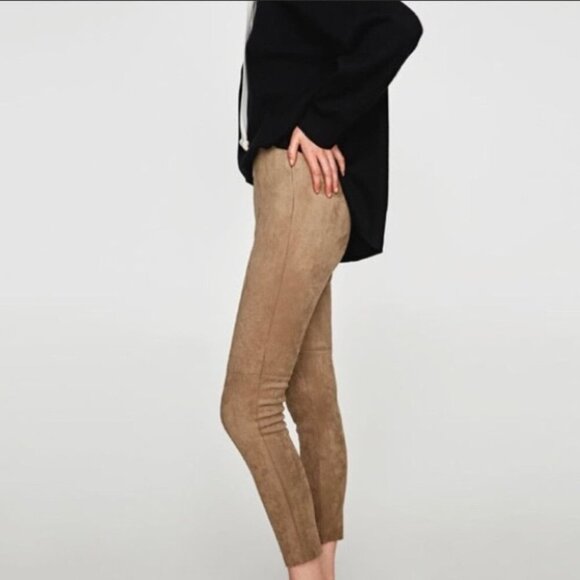 Zara Beige Faux Suede Leggings - Picture 1 of 1